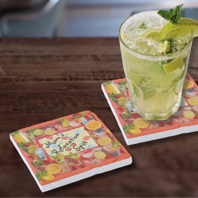 "Mum's Relaxtion Spot" Marble Stone Coaster (Creator Uploaded)