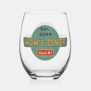 Mum's Retro Diner Drinkware Stemless Wine Glass
