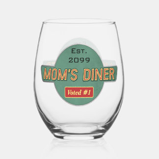 Mum's Retro Diner Drinkware Stemless Wine Glass