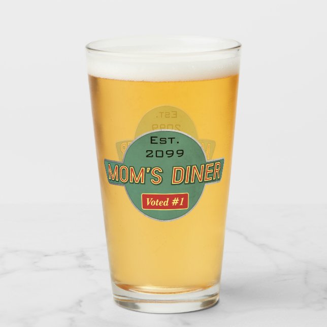 Mum's Retro Diner Pint Beer Glass (Front Filled)