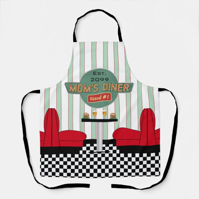 Mum's Retro Diner with Burgers & Beer Apron (Front)