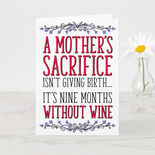 Mum's Sacrifice, Wine, Mum Birthday, Mother's Day Card (Small Plant)