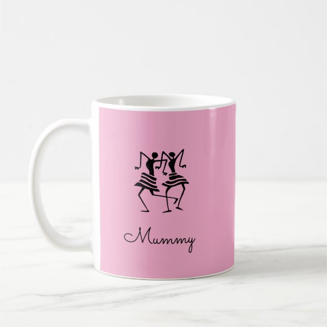 Mum's Silhouette Celebration Dancers Pink Coffee Mug (Left)
