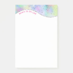 Mum's To Do List, Iridescent Wave & Silver Stars Post-it Notes