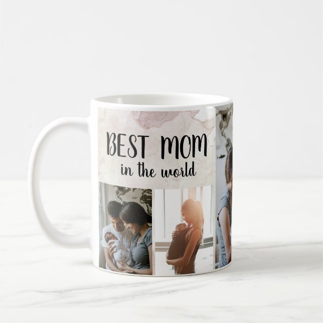 Mum's Watercolor Photo Collage Coffee Mug (Left)
