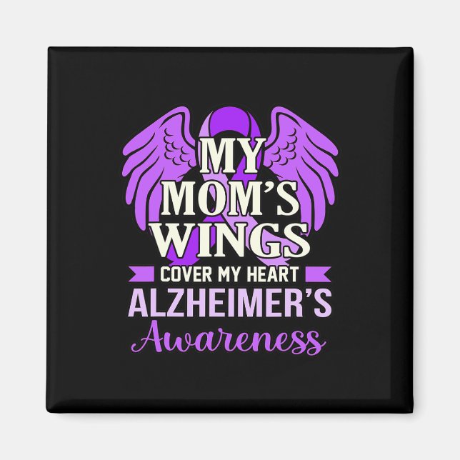 Mum's Wings Cover My Heart Alzheimer's Awareness G Magnet (Front)