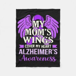 Mum's Wings Cover My Heart Heimerheimer's Awarenes Fleece Blanket