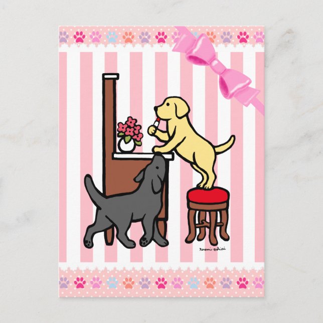 Mum's Yellow Lab and Black Lab Postcard (Front)