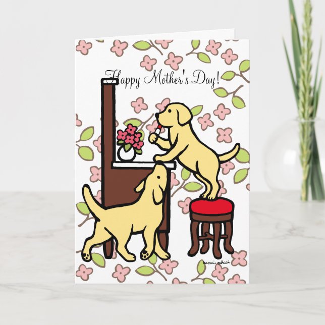 Mum's Yellow Lab Puppy Duo Card (Front)