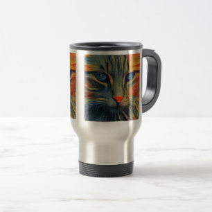 Munch Cat Travel/Commuter Mug, 15 oz Travel Mug