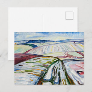 Munch Expressionist Winter Field Snow Art Postcard