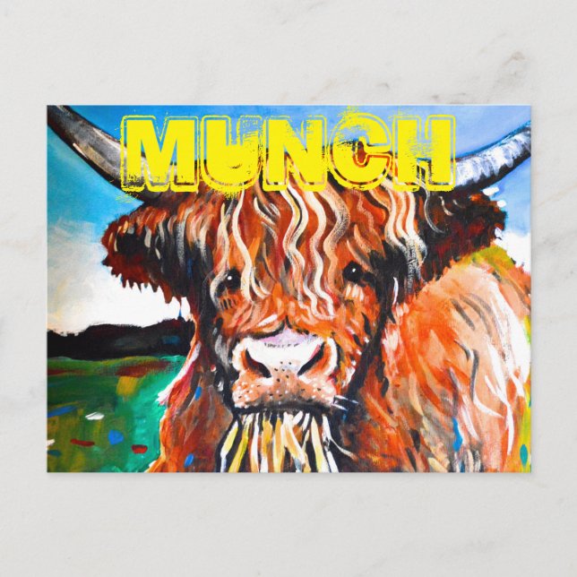 Munch The highland Coo Postcard (Front)