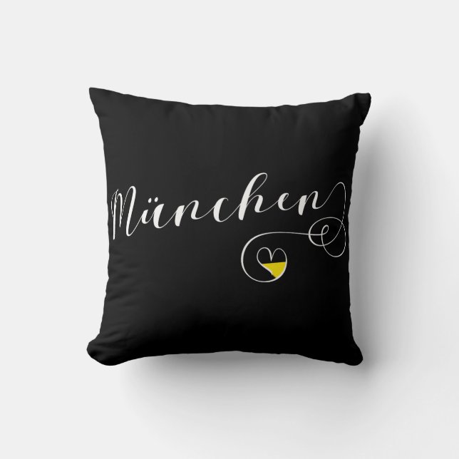 München Heart Throw Pillow,  Munich Bavaria Cushion (Front)