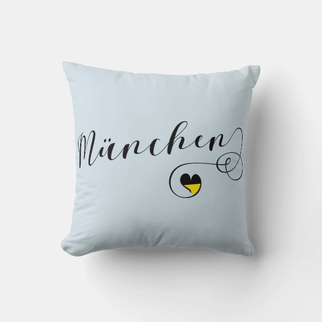 München Heart Throw Pillow,  Munich Bavaria Cushion (Front)