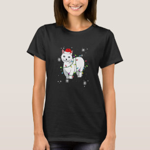 Munchkin Cat Christmas Lights Christmas Cat Santa T-Shirt