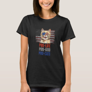 Munchkin Cat Pro Life Pro God Pro Cats American Fl T-Shirt
