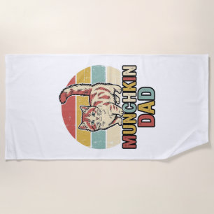 Munchkin Dad Retro Cat Lover Vector Shirt Design_1 Beach Towel