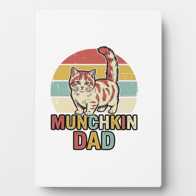 Munchkin Dad Retro Cat Lover Vector Shirt Design_1 Plaque (Front)