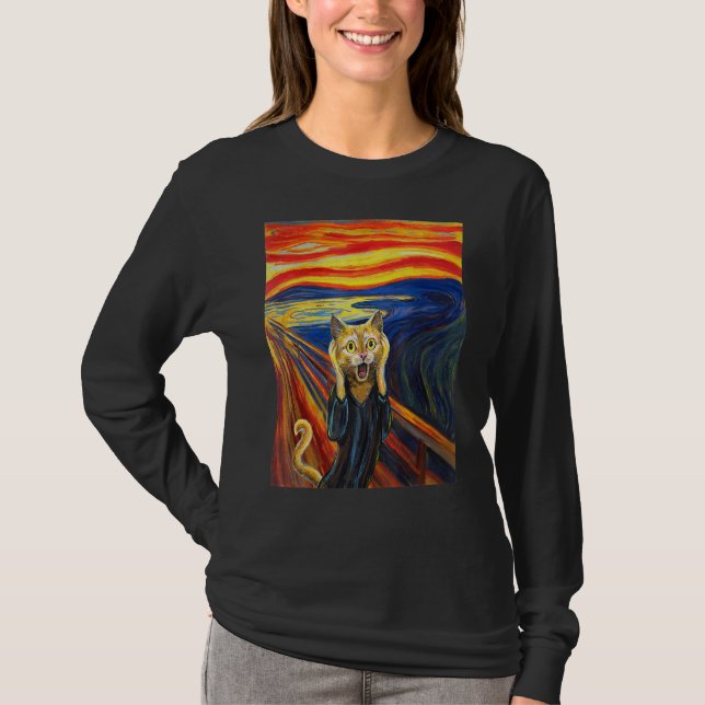 Munch's The Scream  Painting Cat T-Shirt (Front)