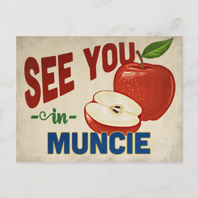 Muncie Indiana Apple - Vintage Travel Postcard (Front)