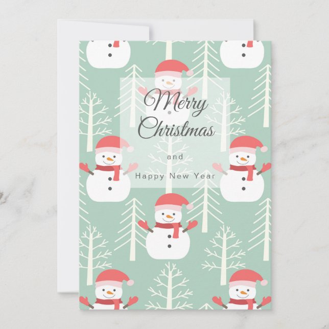 Muñecos de nieve Tarjeta festiva plana Holiday Card (Front)