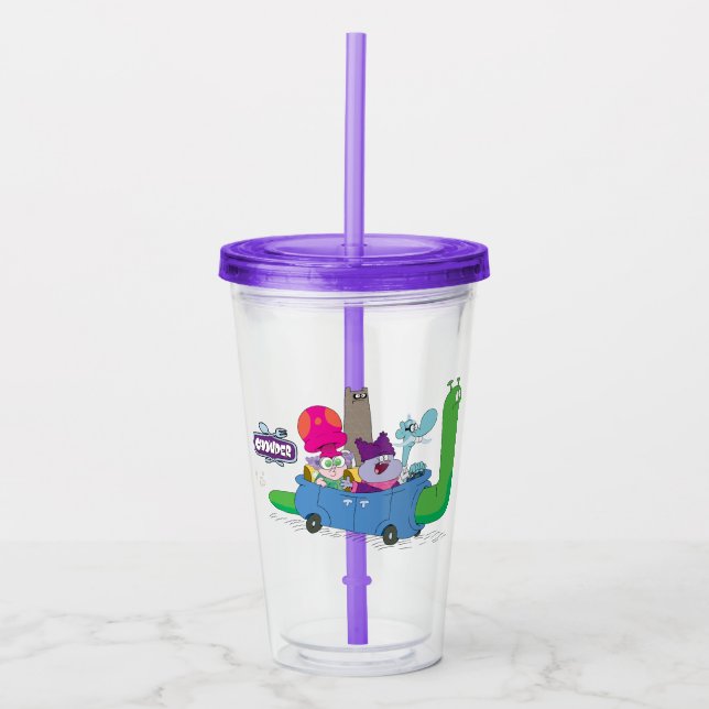 Mung, Chowder, Shnitzel, & Truffles in Snail Car Acrylic Tumbler (Front)