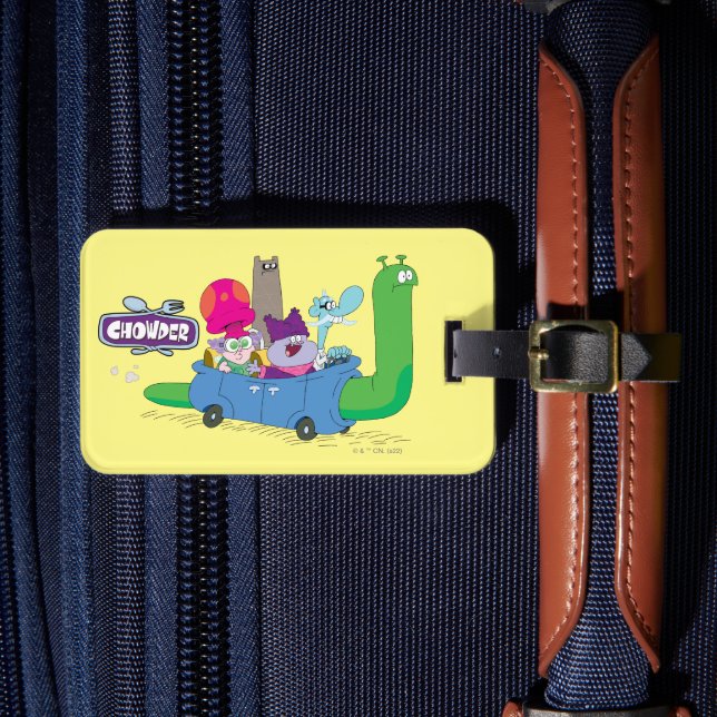 Mung, Chowder, Shnitzel, & Truffles in Snail Car Luggage Tag (Front Insitu 4)