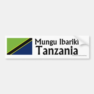 Mungu Ibariki (God Bless) Tanzania with flag Bumper Sticker