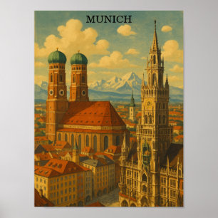 Munich Bavaria Germany Vintage Travel Poster