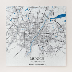 Munich Deutschland City Map Travel Simple Jigsaw Puzzle