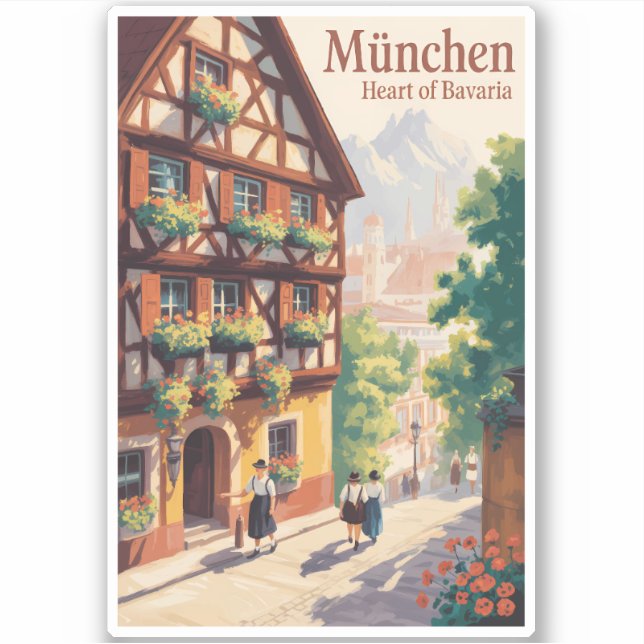 Munich Germany Bavaria Illustration Travel Art (Front)