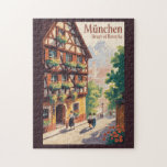 Munich Germany Bavaria Illustration Travel Art Jigsaw Puzzle<br><div class="desc">Munich retro vector travel design. From Marienplatz to Oktoberfest,  it’s a must-visit destination full of German heritage and vibrant urban life.</div>