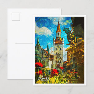 Munich Germany Beautiful Oil Paint Landscape Postcard