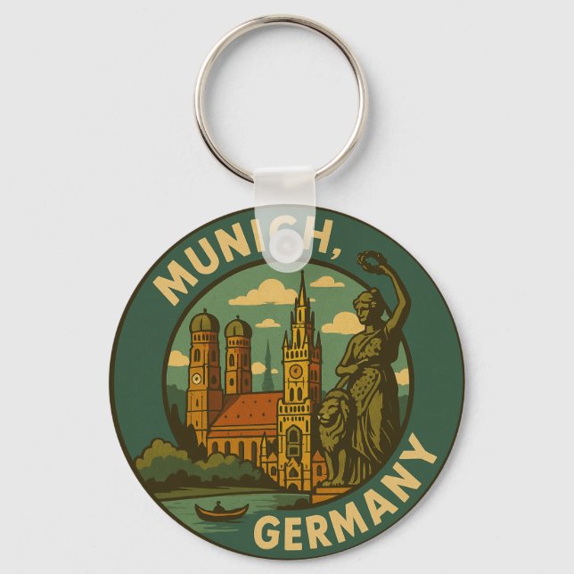 Munich Germany City Art Key Ring (Front)
