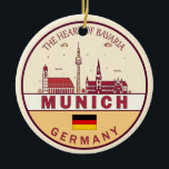 Munich Germany City Skyline Emblem Ceramic Tree Decoration<br><div class="desc">Munich minimalist,  colourful art design featuring monuments and landmarks of the city in Germany.</div>