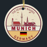 Munich Germany City Skyline Emblem Ceramic Tree Decoration<br><div class="desc">Munich minimalist,  colourful art design featuring monuments and landmarks of the city in Germany.</div>