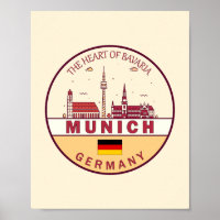 Munich Germany City Skyline Emblem