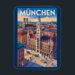 Munich Germany Illustration Travel Art Vintage Magnet<br><div class="desc">Munich retro vector travel design. From Marienplatz to Oktoberfest,  it’s a must-visit destination full of German heritage and vibrant urban life.</div>
