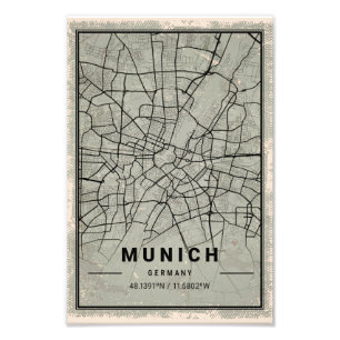 Munich germany map print poster canvas