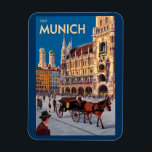 Munich Germany Marienplatz Travel Art Vintage Magnet<br><div class="desc">Munich retro vector travel design. From Marienplatz to Oktoberfest,  it’s a must-visit destination full of German heritage and vibrant urban life.</div>