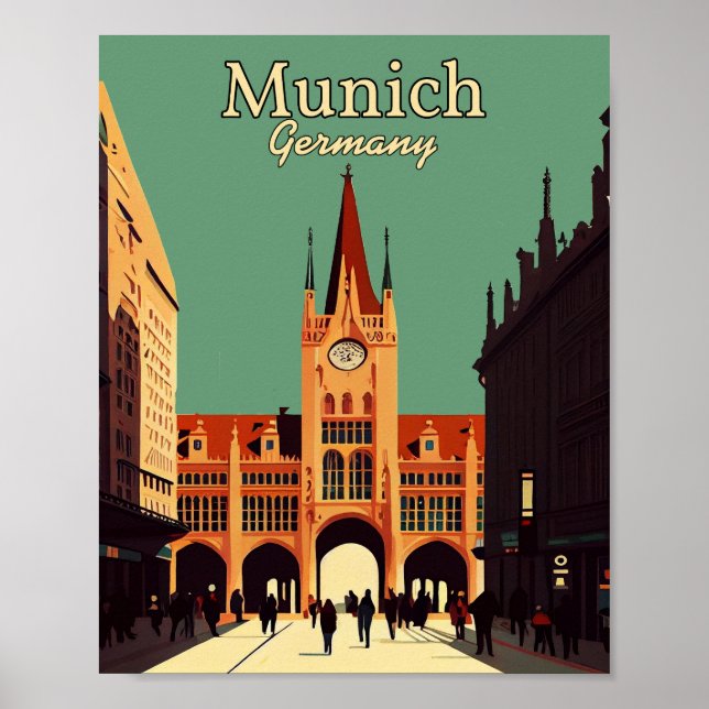 Munich Germany Minimalist Vintage Art Poster (Front)