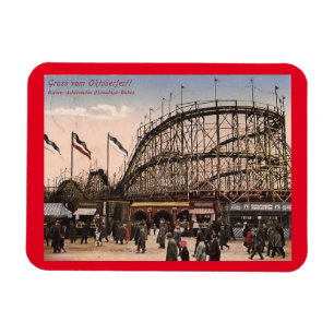 Munich, Germany Oktoberfest Roller Coaster Vintage Magnet