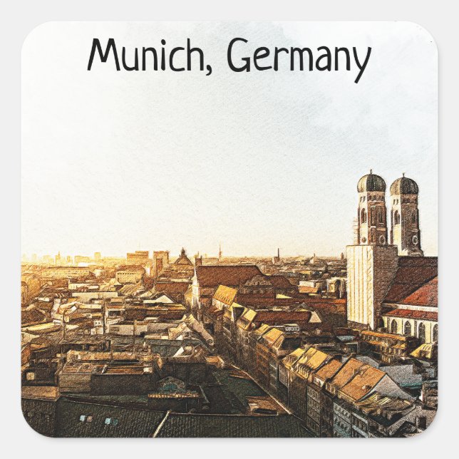 Munich Germany Panorama View Square Sticker (Front)