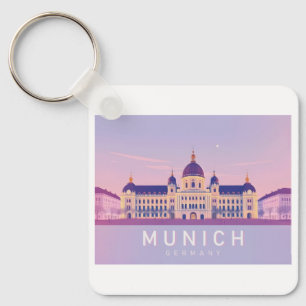 Munich Germany Pastel Travel Design Key Ring
