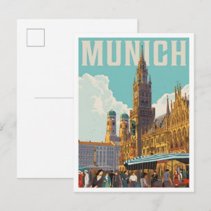 Munich Germany Vintage Art Travel Postcard