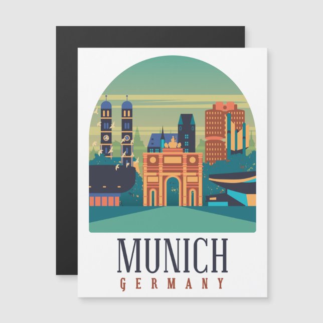 Munich Germany Vintage Travel Magnetic Card (Front/Back)