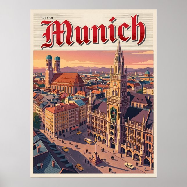 Munich Germany Vintage Travel Poster (Front)