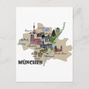 Munich Map Overview Postcard