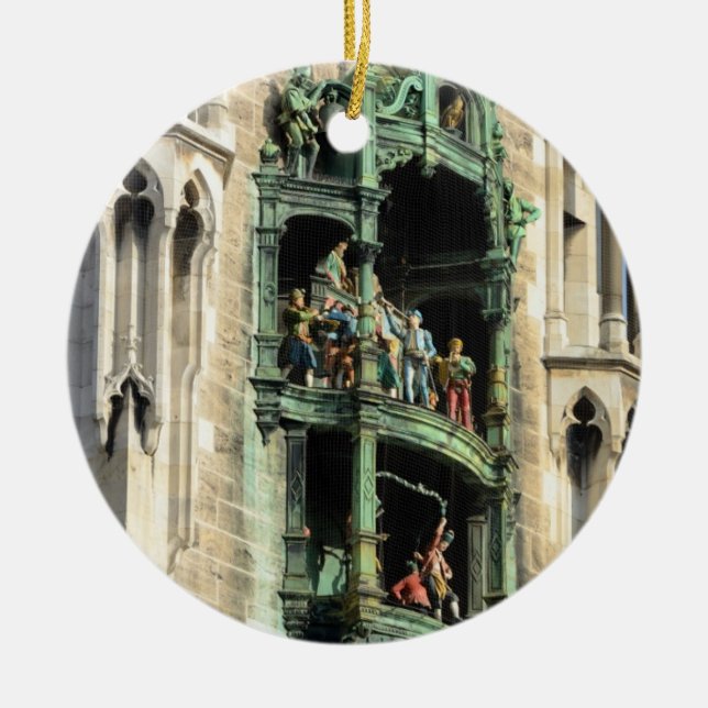 munich neues rathaus glockenspiel ceramic tree decoration (Front)