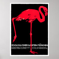 Munich Zoo Garden Flamingo Travel Art